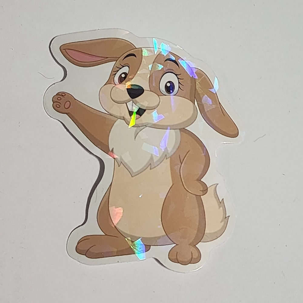 Brown Bunny Rabbit Sticker Decal Cartoon Shiny Holographic 2.5 Inch New